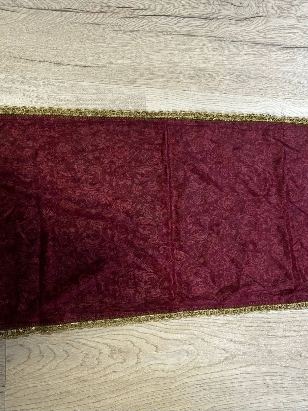 Vintage Floral Table Runner in Cream, Olive & Gold Trim